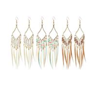 OAOSDH 3 Paires De Boucles d'oreilles en Plumes, Boucles d'oreilles De Design Créatives, Boucles d'oreilles Boho, Boucles d'oreilles Rétro, Boucles d'oreilles pour Femmes.
