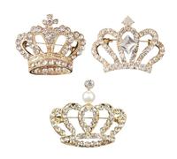 OAOSDH 3 Pièces Broche De La Couronne, Broche en Strass, Accessoires De Vêtements, Broche Élée, Broche Brillante, Broche pour Dames.