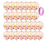 OAOSDH 30 Morceaux De Ballons Confettis d'amour Et 1 Rouleau De Ruban, Ballons Décoratifs De Fête, Ballons À Paillettes Créatives, Ballons Romantiques, Arrangement De Scène De Fête.