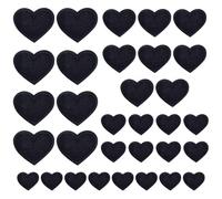 OAOSDH 32 Morceaux De Patch d'amour Noir, Simple Patch en Tissu Brodé, Réparation De Vêtements, Repose-Repascher, Vêtements De Tissu Décoratifs De Vêtements.