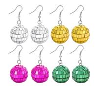 OAOSDH 4 Morceaux De Boucles d'oreilles À Balle Disco, Personnalité Créative, Boucles d'oreilles De Mode Vintage pour Femmes, Bijoux Suspendus, Accessoires De Vêtements De Fête.