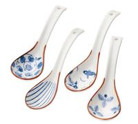 OAOSDH 4 Morceaux De Cuillère À Soupe Rétro, Cuillère en Céramique, Cuillère De Ramen, Vaisselle Durable, Fournitures De Cuisine.