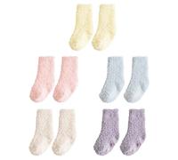 OAOSDH 5 Paires De Chaussettes De Toison De Corail Pour Enfants, Chaussettes Chaudes, Chaussettes De Tube Pour Enfants, Chaussettes Au Sol, Chaussettes Sans Glissement Douce