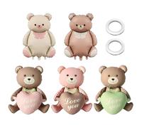 OAOSDH 5 Pièces Cartoon Bear Balloons Et 2 Rouleaux De Rubans, Ballons Mignons, Ballons De Film en Aluminium Drôle, Arrangement De Scène De Fête, Fournitures De Fête.
