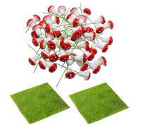 OAOSDH 50 Morceaux De Champignons Simulés Et 2 Morceaux De Pelouses Simulées, Accessoires De Micro-Paysage, Décorations De Jardin, Décorations Créatives.