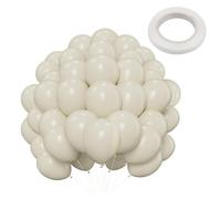 OAOSDH 50 Morceaux De Sable Blanc Rond Ballon en Latex, 1 Rouleau De Ruban, 12 Pouces, Couleur Unie Simple, Arrangement D'Accessoires De Scène, Décoration De Fête.