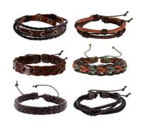 OAOSDH 6 Pièces Bracelet En Cuir Masculin, Bracelet Créatif, Multicouche, Rétro, Punk