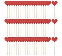 OAOSDH 60 Morceaux De Plugin d'amour À Paillettes Rouges, Topper Cupcake, Bâtons De Bambou Polyvalents, Panneaux De Fruits De Cocktail, Décoration d'anniversaire De La Saint-Valentin.