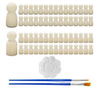 OAOSDH 60 Puppet People, Deux Pinceaux, 1 Palette, Bricolage Craft Graffiti Figures en Bois, Jouets De Graffitis pour Enfants Créatifs, Petits Ornements De Bureau.