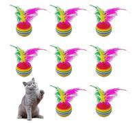 OAOSDH 8 Morceaux De Boules De Plumes De Poulet Colorées, des Boules Élastiques De Chat Créatives, des Jouets Intérieurs De Chat Et des Fournitures pour Animaux De Compagnie.