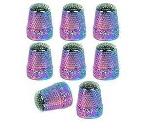 OAOSDH 8 Morceaux De Déchirure en Métal Coloré, Protecteur De Doigt De Point De Croix, Outil De Couture Artisanale De Bricolage, Couvercle De Boutons À Tricot Rétro Créatif.