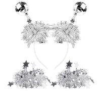 OAOSDH Bandeau À Boule De Miroir 1 Pièce Et Bracelets en 2 Pièces, Bandeaux Brillants, Bandeaux Créatifs, Bandeaux De Fête, Accessoires De Vêtements De Fête.
