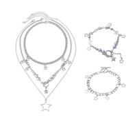 OAOSDH Collier 1 Étoile Et Bracelet 1 Étoile, Collier Multicouche, Collier De Style Punk, Bijoux À La Mode Et Personnalisés.