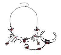 OAOSDH Collier D'Araignée 1 Pièce Et Bracelet D'Araignée 1 Pièce, Bijoux À La Mode Personnalisés, Bijoux Punk, Accessoires De Vêtements De Fête.