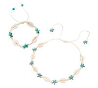 OAOSDH Collier De Coquille De 1 Morceau Et Bracelet 1 Pièce, Bijoux sur Le Thème Marin, Bijoux Tissés Créatifs, Bijoux Boho.