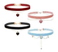 OAOSDH Collier De Pendentif À 4 Pièces, Chaîne De Clavicule Sexy Personnalisée, Collier De Cœur À La Mode pour Femmes, Style Réglable, Bijoux Gothique.