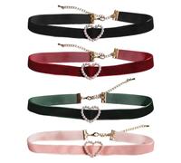 OAOSDH Collier en Velours 4 Pièces, Collier Gothique, Collier Pendentif Amour, Collier Style Punk, Collier Court