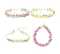 OAOSDH Colliers Floraux Brodés 4 Pièces, Colliers Créatifs pour Femmes, Accessoires Vestimentaires, Colliers Floraux Élés, Bijoux Rétro