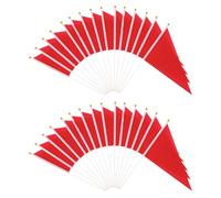 OAOSDH Lot de 30 drapeaux rouges à main, en polyester, mini drapeau, décoration de drapeaux, convient pour les jeux de sport, les fêtes et les fêtes.