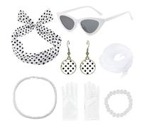 OAOSDH Lunettes De Soleil De 1 Morceau, Écharpe 1 Pièce, 1 Paire De S, 1 Collier, 1 Paire De Boucles d'oreilles, Bandeau 1 Pièce Et Bracelet 1 Pièce, Accessoires De Cosplay.