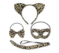 OAOSDH Masque 1 Pièce, Bandeau De 1 Morceau, Nœud Papillon 1 Pièce Et Queue 1 Pièce, Accessoires De Jeu De Rôle, Accessoires De Mascarade, Accessoires De Vêtements À Imprimé Léopard.
