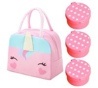 OAOSDH Sac D'Isolation De Poney 1 Morceau Et Récipient De Sauce 3 Pièces, Sac De Bento De Dessin Animé Mignon, Sac À Lunch De Grande Capacité, Sac À Lunch Étudiant.