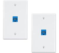 Oaqmvgin Lot de 2 plaques murales Ethernet 1 port RJ45 Cat6 | Deux plaques frontales et deux coupleurs en ligne offrent un kit complet de réseau, audio et vidéo pour la maison ou le