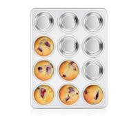 Oaqmvgin Moule à muffins en acier inoxydable pour 12 cupcakes 35,1 x 26,4 | Design empilable pour un rangement compact ; s'imbrique dans les armoires après refroidissement, plateau de 35,1 x 26,4 cm