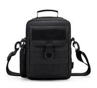 OAREA Sac à bandoulière tactique for homme, sacoche de voyage décontractée, sac de rangement portable(Black)
