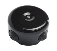 OASHISU Boîte de Dérivation en porcelaine pour systèmes à 4 sorties. Couvre câbles et cache-fils en céramique noir Ø 90 Prof. 44 mm