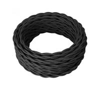 OASHISU - Câble électrique textile couleur NOIR, tressé vintage, 10 m, 2 x 0,75 mm², fil textile pour plafonniers, lampes, lustres, appliques et abat-jours - Style classique DIY bricolage