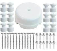 OASHISU Kit [Boîte de dérivation Porcelaine] + [12 isolateurs] pour installations à 4 trous pour entrée/sortie de câble. Capots de câbles et cache-fils céramique, Blanc brillant, Ø 78mm x Prof. 35mm