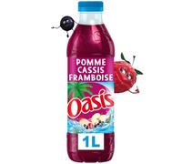OASIS Boisson aux Fruits Pomme Cassis Framboise - Format 1L - Sans arômes artificiels ni colorants - Rafraîchissement équilibré pour toute la famille - Lot de 4