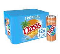 OASIS - Boisson aux Fruits Tropical Savoureuse et Rafraîchissante, Pack 12 canettes 33cL - Lot de 1