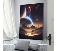 Oasis de Cosmos Paysage Poster Toile Peinture Poster Art Mural Décoratif Image Impressions pour Mari Petit Ami Petite Amie Personnalisé Toile 20x30 pouces (50x75 cm)