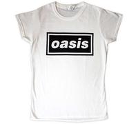 Oasis 'Decca Logo' (Blanc) T-shirt ajusté pour Femmes - NOUVEAU ET OFFICIEL