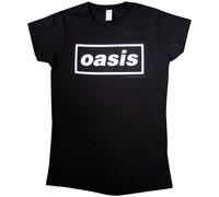 Oasis 'Decca Logo' (Noir) T-shirt ajusté pour Femmes - NOUVEAU ET OFFICIEL