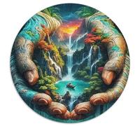Oasis Fantastique 1000 Pièces Puzzle Rond Adultes Et Enfants Encastrement Qualité Supérieure Impossible Difficile Entertainment Artist' Art Relaxation 1000pcs (67.5x67.5cm)