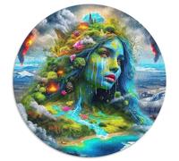 Oasis Fantastique Puzzle Rond De 1000 Pièces pour Adultes La mer Filles Décompression Progressive Réduction du Stress Cadeau Familiale 1000pcs (67.5x67.5cm)