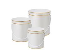OASIS® Hamilton Lot de 3 boîtes à fleurs rondes avec couvercle - Qualité supérieure - Pour anniversaire, mariage, Saint-Valentin, Noël, fête - Blanc