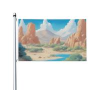 Oasis in the desert Prints Drapeau double face 0,9 x 1,5 m, léger et résistant aux couleurs avec boutonnières, idéal pour les fêtes en plein air et les jardins.
