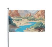 Oasis in the desert Prints Drapeaux décoratifs d'extérieur de 0,9 x 1,5 m, légers et beaux, adaptés pour les terrasses en plein air et les célébrations de festivals.