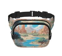 Oasis in the desert Sac banane carré double couche - Sac banane unisexe partout pour la course, les voyages, la randonnée, le fitness, noir, taille unique, Noir/blanc, One Size