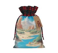 Oasis in the desert Sac cadeau avec cordon de serrage Deux couleurs M Beau Pratique Convient pour Noël Anniversaire