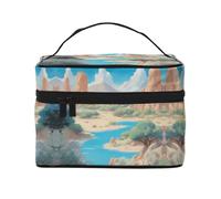 oasis in the desert Trousse de maquillage de voyage portable (22,9 x 16,5 x 15,7 cm), grande trousse de maquillage pour femmes, sac de rangement pour filles, noir, taille unique