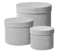 Oasis - Lot de 3 boîtes rondes élégantes en velours gris pour chapeau de fleuriste, taille L : 15 cm x 19 cm, M : 13 cm x 17 cm, S : 11,5 cm x 14 cm