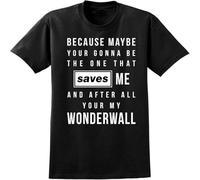 Oasis Music Lyrics T-Shirt Wonderwall Song Inspired Tee Mens Black S
