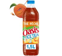 OASIS THE - Boisson Rafraîchissante Thé & Pêche Gourmande, Format Familial 1,5L - Lot de 4