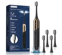 OasiSmile Brosse à Dents Électrique Sonique avec 4 Têtes, 5 Modes, Brosse à Dents Adulte, 41000 VPM, Charge Rapide 3h, Autonomie 100 Jours, Étanche IPX7, Idéale à la Maison et en Voyage