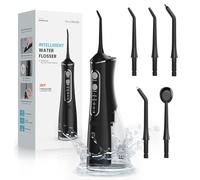 OasiSmile Jet Dentaire Hydropulseur, 5 Embouts Rotatifs 360°, 4 Modes avec Mode DIY Réglable, Favorise l’Hygiène Buccale, Irrigateur Oral Étanche IPX7, Hydropulseur Portable 300 ML, Maison et Voyage